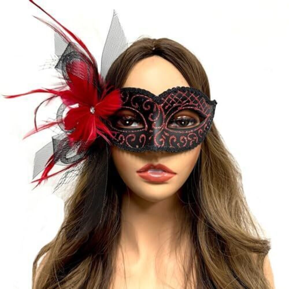 6959 ] Lady//Girls Costume Mask Feather Masquerade Mask Halloween Mardi